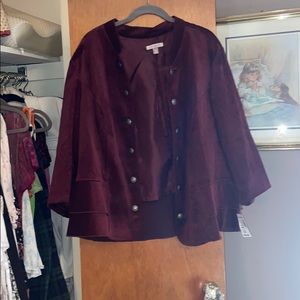 dark red button up casual blazer
